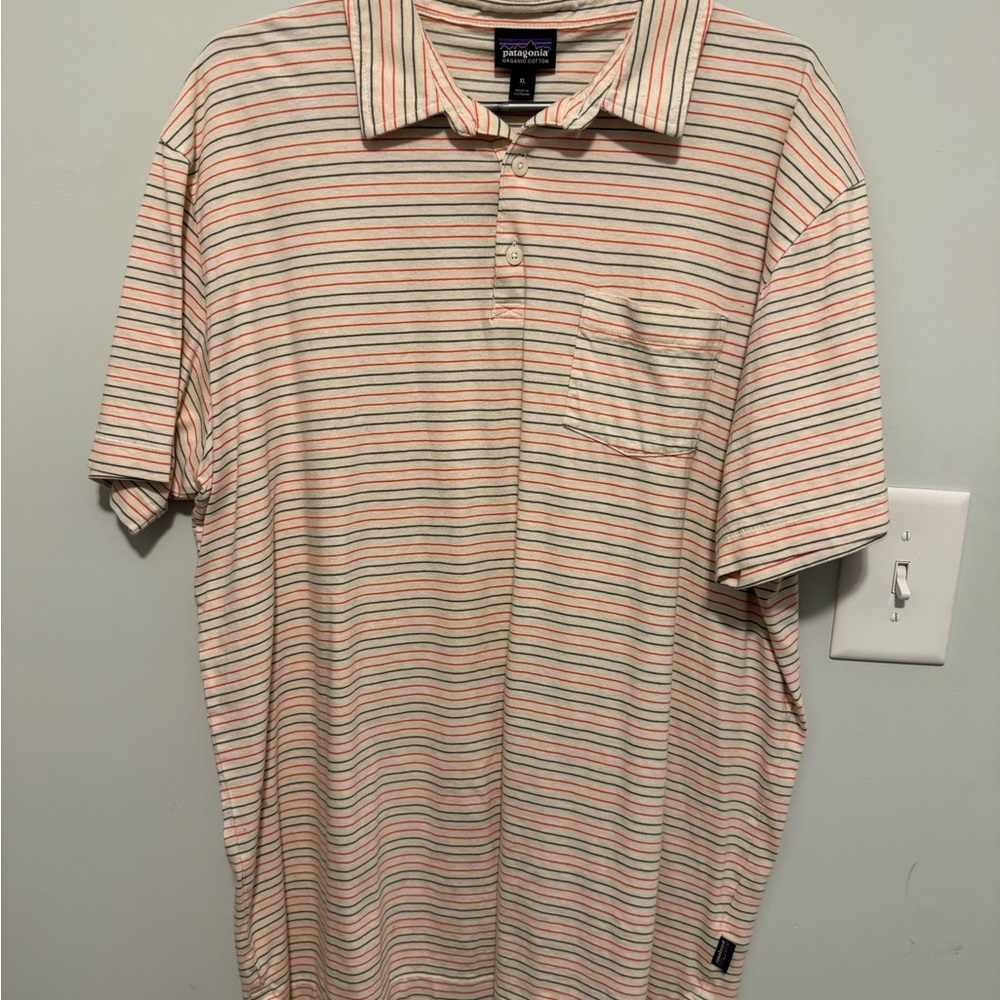 Patagonia Red and Green Polo Shirt Classic Casual Fit